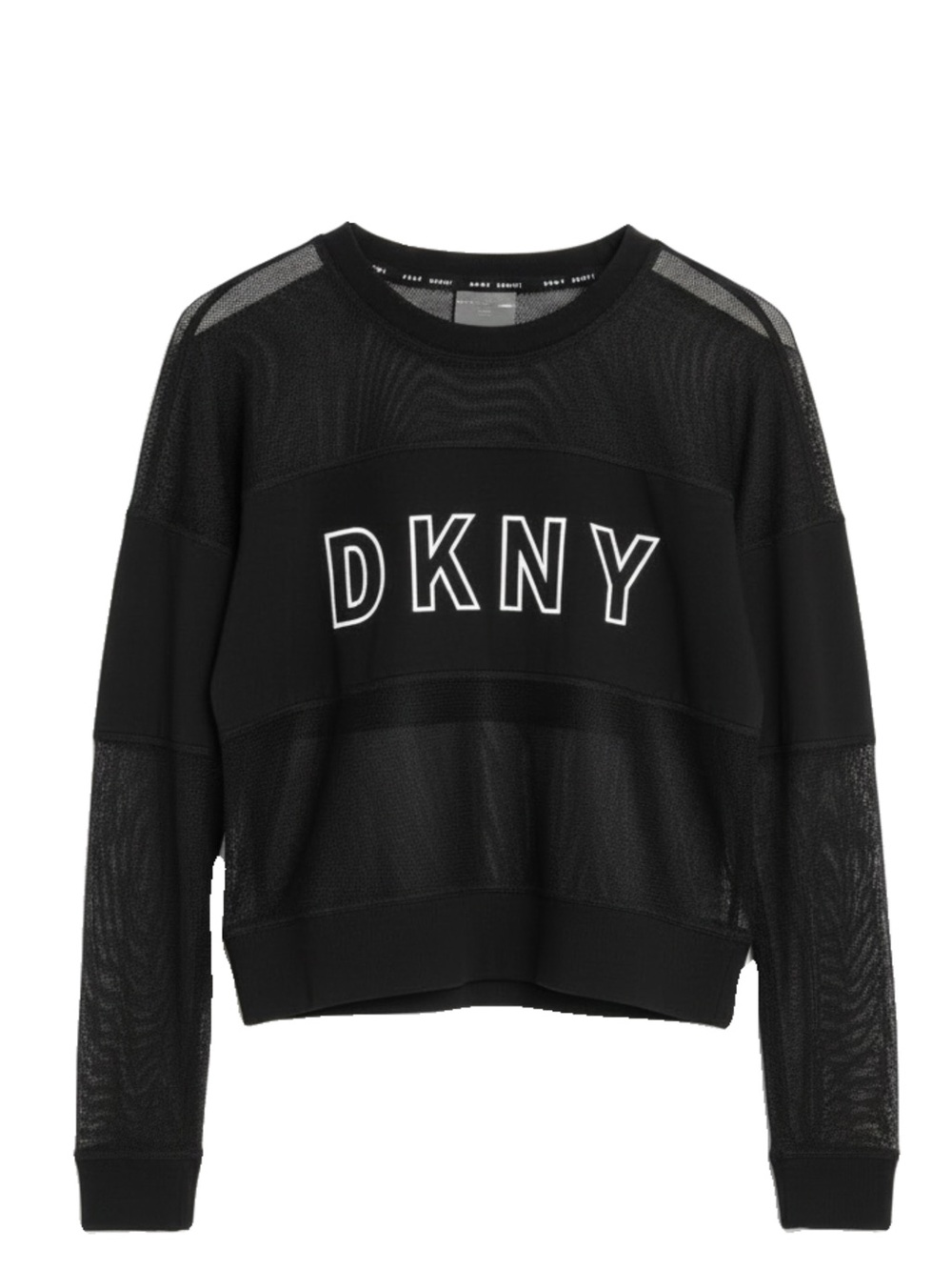 🛍️ DKNY Sport Mesh-Blocked
Long-Sleeve Crewneck Pullover Top Medium